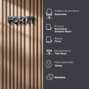 Cadeira De Escritório Esteirinha Tela Mesh Base Cromada Com Rodinha Fortt Salta Marrom - Cef04-p