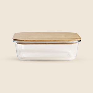 Pote Retangular Vidro e Bambu 1L - A\CASA