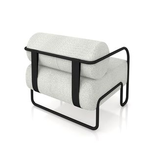 Poltrona Decorativa Sala de Estar Polatsk Base Industrial de Ferro Bouclê Cinza Claro G33 - Gran Belo