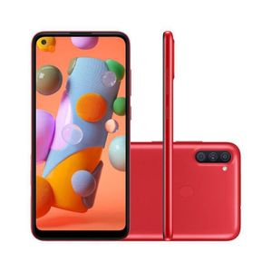 Smartphone Samsung Galaxy A11 Vermelho 64GB Câmera Tripla 13MP +5MP +2MP SM-A115
