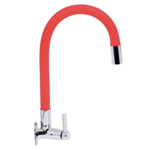 Torneira Para Cozinha Bica Flex Parede Abs Vermelho Abertura Rápida Gourmet C60 Liege