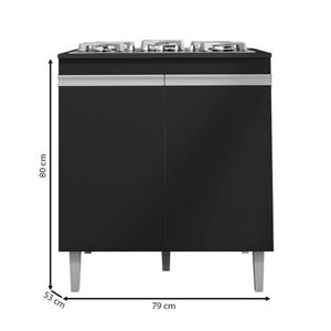 Balcão Cooktop Andréia Preto Fosco - Ajl