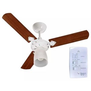 Ventilador De Teto Tron 3 Pás Em Mdf Marbela 3 Velocidades - Branco, Pás Verniz 127v