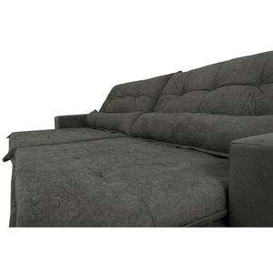 Sofá Montenegro 2,22 Mts Retrátil, Reclinável Com Molas E 2 Almofadas Lombar Tecido Suede Cinza