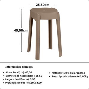 Banqueta Baixa Empilhável Nordica - Marrom