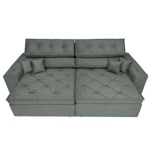 Sofá Austin 2,02m Retrátil, Reclinável Com Molas No Assento E Almofadas, Suede Grafite Cama Inbox