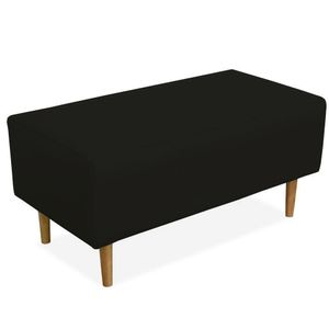 Puff Sala De Estar Cléo W01 Pés Palito 90 Cm Corino Preto