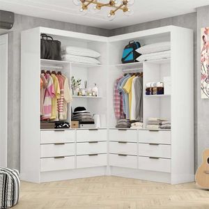 Closet Casal Duplo Sevilha Premium Com 12 Gavetas Branco