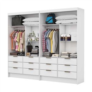 Closet Casal Duplo Sevilha Premium Com 12 Gavetas Branco