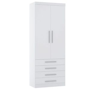 Guarda Roupa Modulado 90cm 2 Portas E 4 Gavetas Alpes Luciane Móveis Branco Pf Com Branco Pf