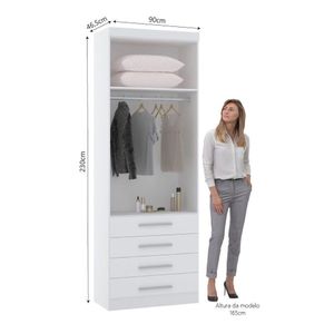 Guarda Roupa Modulado 90cm 2 Portas E 4 Gavetas Alpes Luciane Móveis Branco Pf Com Branco Pf