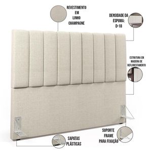 Cabeceira Cama Box Casal Queen 160 Cm Dália W01 Champagne