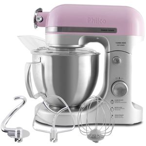 Batedeira Planetária Philco Turbo Rosa Inox 5L 1200W PBP1200