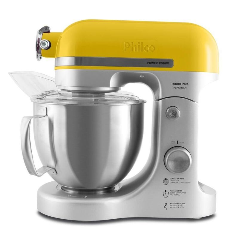 Batedeira Planetária Philco Turbo Amarela Inox 5L 1200W PBP1200 220v