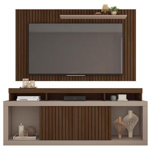 Rack Com Painel Para Tv Até 65 Polegadas Marrom Life Caemmun