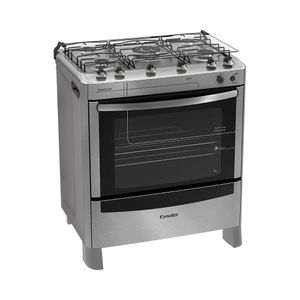 Fogão 5 Bocas de Piso Esmaltec Esmeralda Inox Bivolt