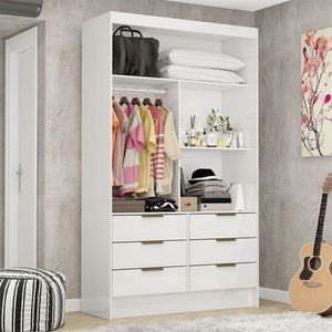 Closet De Casal Sevilha Com 6 Gavetas Carioca Móveis Branco