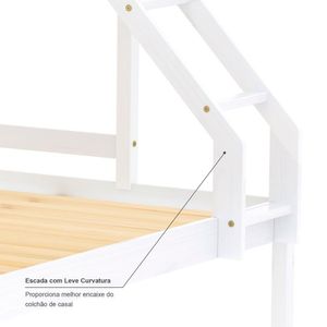 Beliche Com Cama Casal Eco Madeira Maciça Branco