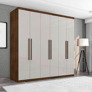 Roupeiro Casal Grande 6 Portas 100% Mdf Malbec Off White Gold Framar