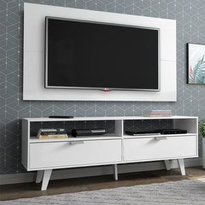 Rack Oslo e Painel para TV Sala de Estar Branco Madesa