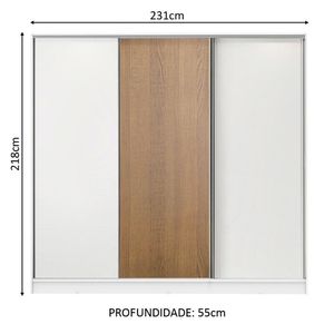 Guarda Roupa Casal 100% MDF Zurique 3 Porta de Correr Madesa