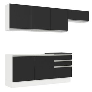 Armário De Cozinha Completa 100% Mdf 260cm 03 Branco/preto