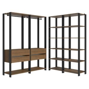 Guarda-roupa Closet Modulado Valencia 4 Gavetas 358cm Rustic/preto Madesa 03 Rustic/preto