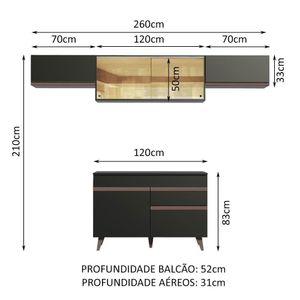 Cozinha Compacta Madesa Reims Com Armário E Balcão Preto