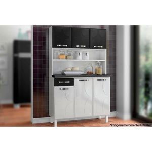 Kit De Cozinha Compacta Rubi Smart C/6 Portas E 1 Gaveta 105cm Branco/preto - Telasul