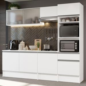 Armário De Cozinha Completa 240cm Branco Branco