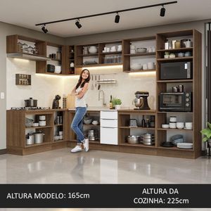 Armário De Cozinha Completa De Canto 499cm Rustic/branco Stella Madesa 03 Rustic/branco