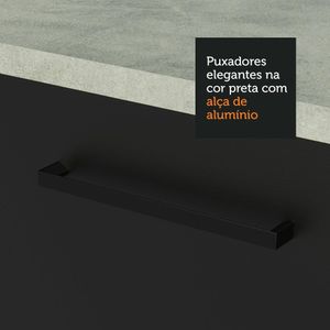 Armário Aéreo Madesa Agata 60cm 1 Porta Basculante Branco e Preto