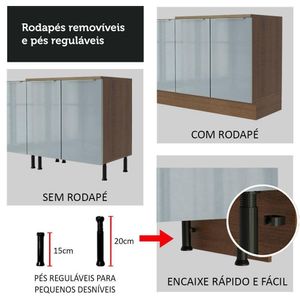 Armário De Cozinha Completa 300Cm /Cinza Lux Madesa /Cinza