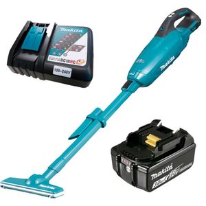 Aspirador de Pó 500ML Sem Fio 18V Com Bateria Carregador Mangueira Bolsa Bicos DCL282FRF Makita