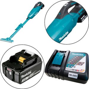 Aspirador de Pó 500ML Sem Fio 18V Com Bateria Carregador Mangueira Bolsa Bicos DCL282FRF Makita