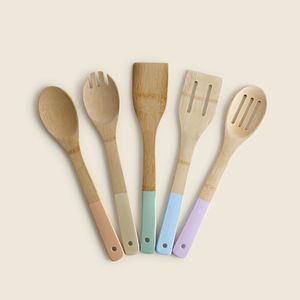 Kit de Utensílios Colorido Bambu 30cm com 5 Peças - A\CASA