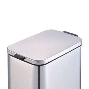 Lixeira Retangular C/ Pedal e Balde 5 L Aço Inoxidável Escovado Linha Frame Brinox