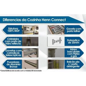 Módulo Cozinha Henn Connect Tampo P/ Balcão 80cm Duna