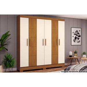 Guarda Roupa Solteiro 6 Portas E 2 Gavetas Briz B73 Nature/Off White - Henn