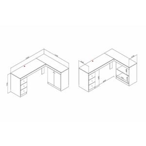 Mesa Canto P/escritório Msm446 C/ 2 Portas E 3 Gavetas Branco - Movelbento