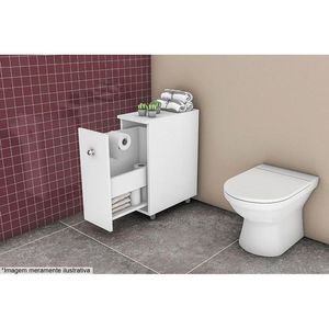 Multiuso Quarto Balcão Bcm116 C- 1 Gaveta Branco - Movelbento