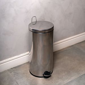 Lixeira Brinox aço inoxidável para cozinhas, escritórios, recepções e banheiros - pedal e balde 30L - Linha Decorline
