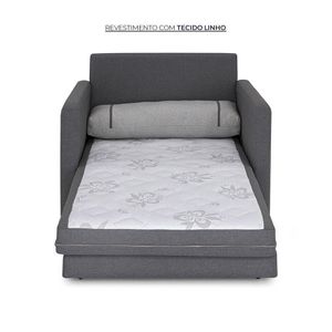 Sofá-Cama Solteiro Herval Aurora, Linho Cinza, 106 Cm