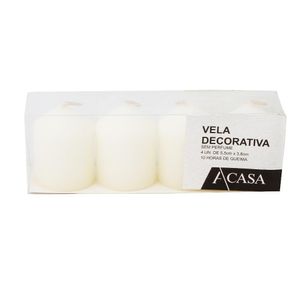 Vela Decorativa Pilar Marfim com 4 Unidades - A\CASA