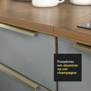 Armário Aéreo Madesa Lux 120 Cm 3 Portas Rustic/cinza