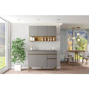 Cozinha Modulada Ambiente Line Composição 2 Gris Freijó - Kits Paraná