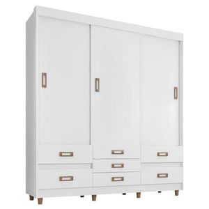 Quarto De Casal Guarda Roupa 37020 Com Cabeceira Luiza 140 Cm Branco - Araplac