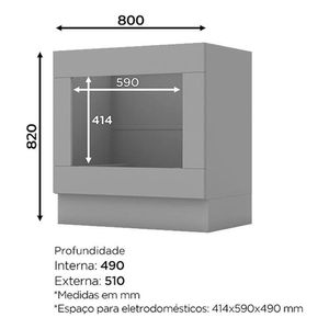 Balcão Forno De Embutir 80cm Americana Cinza - Henn