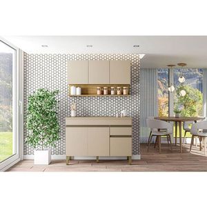 Cozinha Modulada Line Composição 6 Vanilla Freijó - Kits Paraná