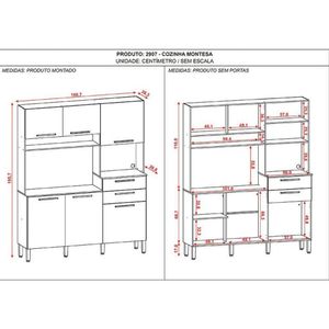 Cozinha Ambiente Montesa 6 Portas E 2 Gavetas Freijó Gris - Kits Paraná